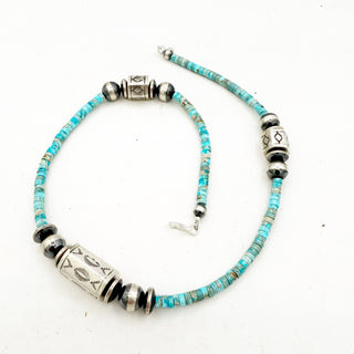 Native Made Kingman Barrel Bead Necklace