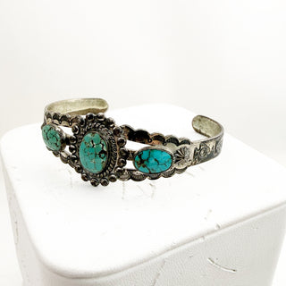 The First Thunder Collection - Six Harvey Era Turquoise and Silver Thunderbird Cuffs