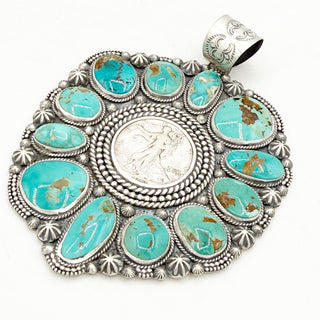 Jason Ogg Walking Liberty Half Dollar Pendant with Nila Turquoise