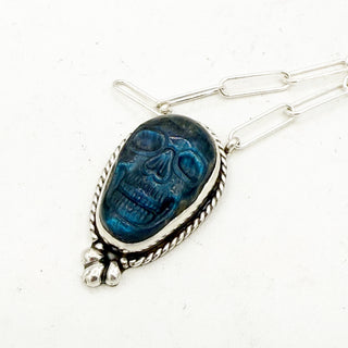 HJC x Haley Rodel Carved Labradrotie Skull Bar Necklace