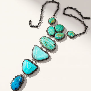 turquoise necklace on a beige background