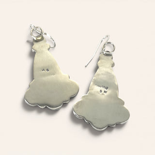 Silver  earrings on a white background