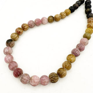 Vintage Tourmaline Carved Bead Necklace