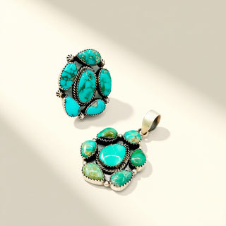 Turquoise stone jewelry on a light background