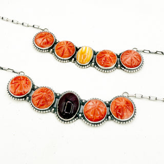 Sheila Tso Spiny Oyster Sunburst Bar Necklace