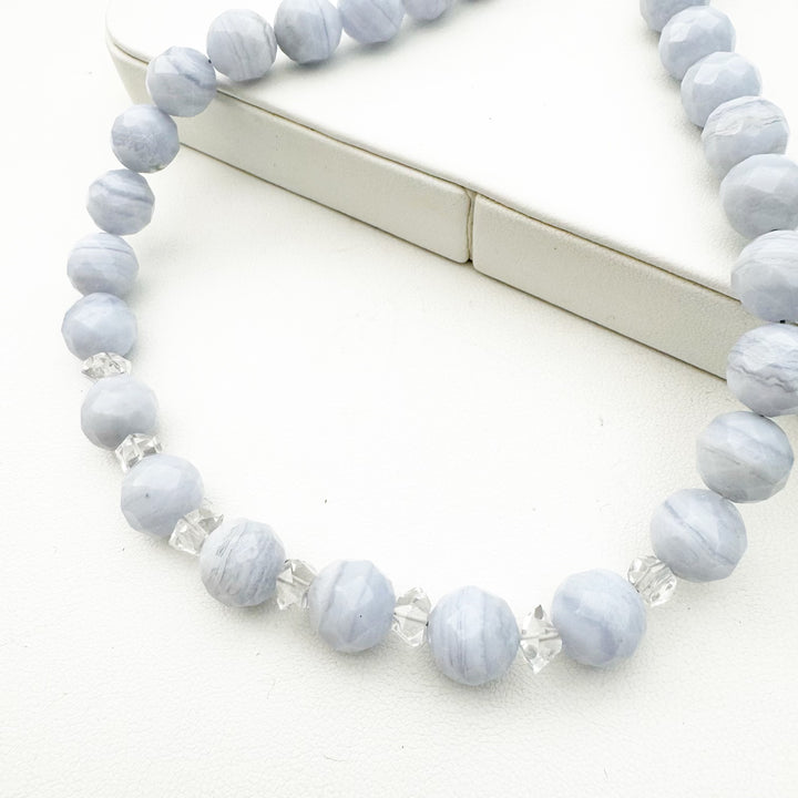 Bespoke: Blue Lace Agate and Herkimer Diamond Necklace