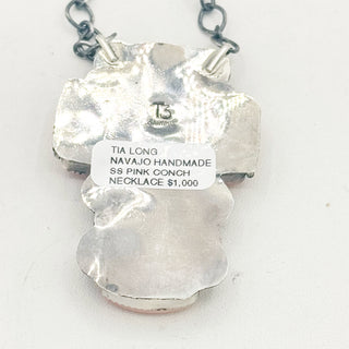 Tia Long Giant Pink Conch Cross Necklace