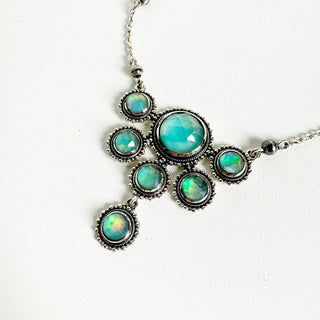 Gemstone Bubble Half Cluster Necklace
