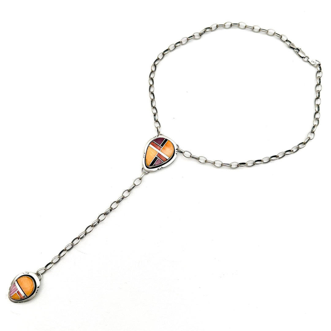 Inlay Lariat - Orange, Purple, Red Spiny Oyster