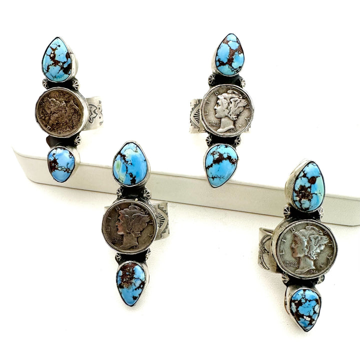 Dime Rings- Golden Hills Turquoise