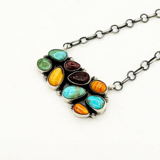 Rainbow Mosaic Bar Necklace