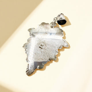 Silver  pendant stamp  on a beige background