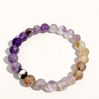 Multicolored beaded bracelet on a white background