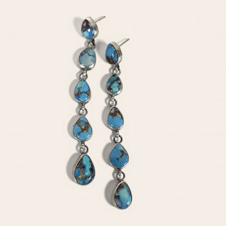 Turquoise teardrop earrings on a white background