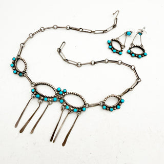 Where the Blue Sky Rests - Vintage Zuni Sleeping Beauty Turquoise Necklace & Earrings Suite