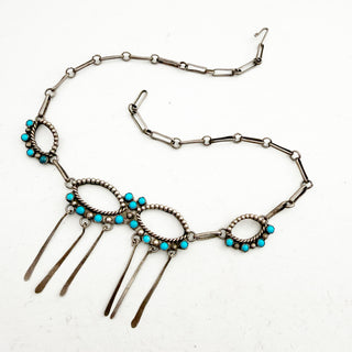 Where the Blue Sky Rests - Vintage Zuni Sleeping Beauty Turquoise Necklace & Earrings Suite